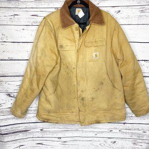 Carhartt Mens Vintage Duck Distressed Worn Workwear Jacket Chore Coat‎ XXL